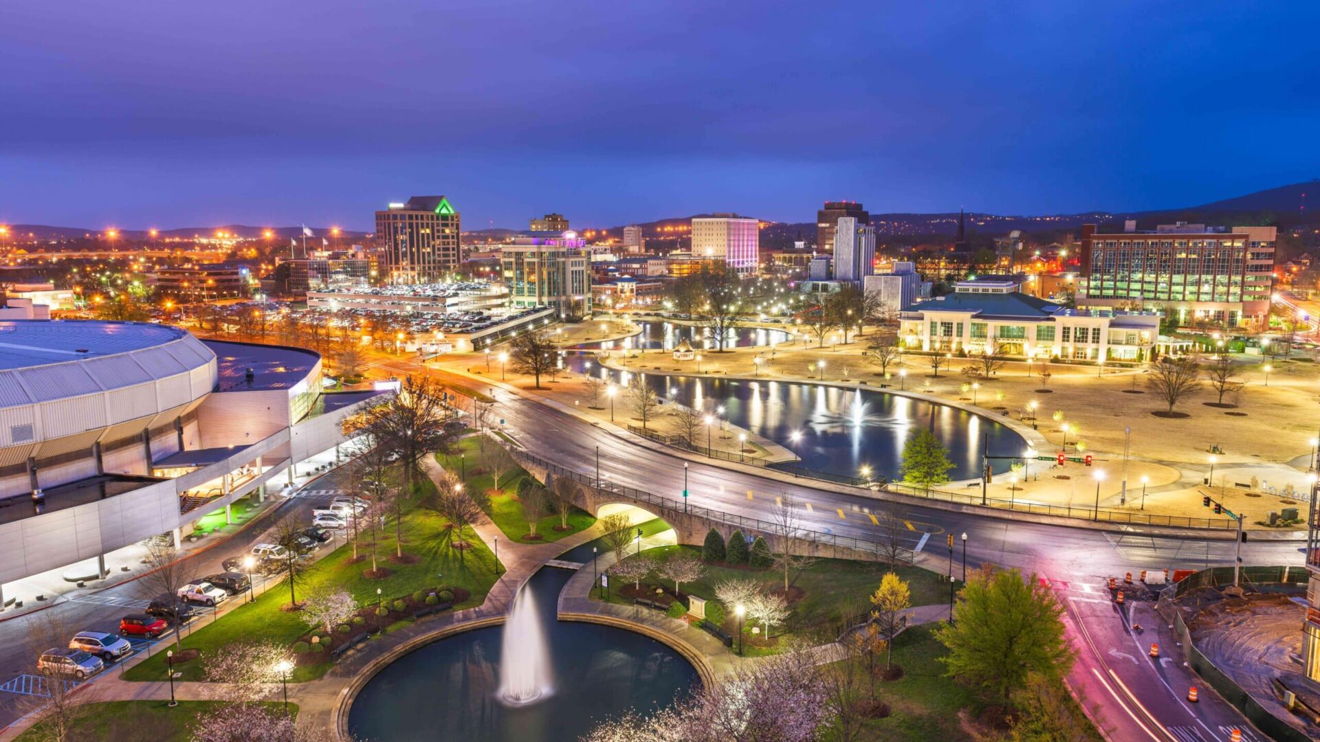 Panoramic view of the skyline of Huntsville, Alabama, a growing city in North Alabama