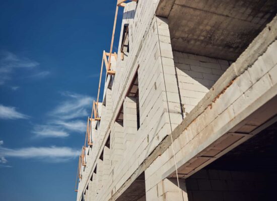 Concrete building structure under construction