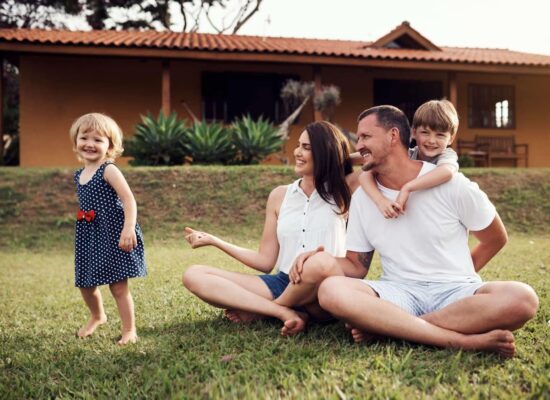 A happy family enjoying time outdoors in a scenic North Alabama setting