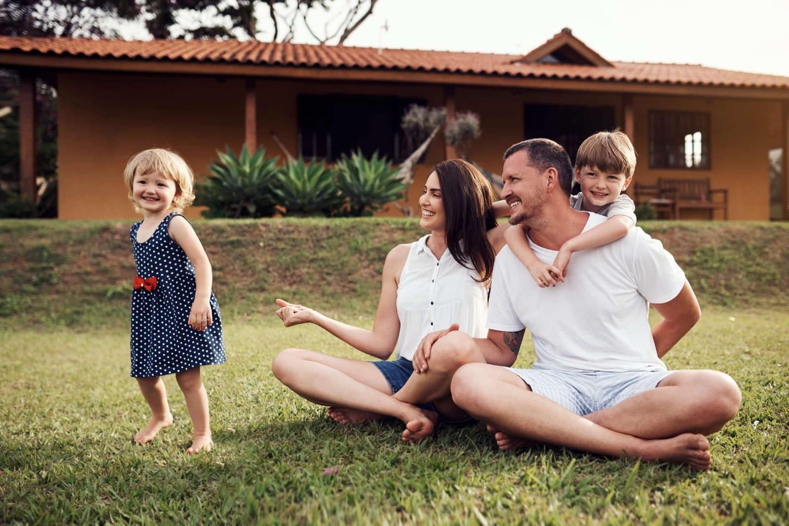A happy family enjoying time outdoors in a scenic North Alabama setting