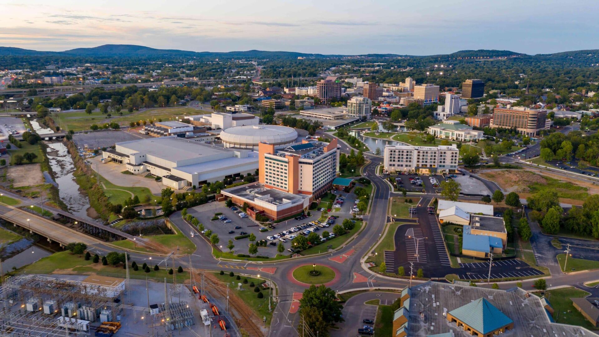 Aerial view of the Redstone Arsenal military base in North Alabama